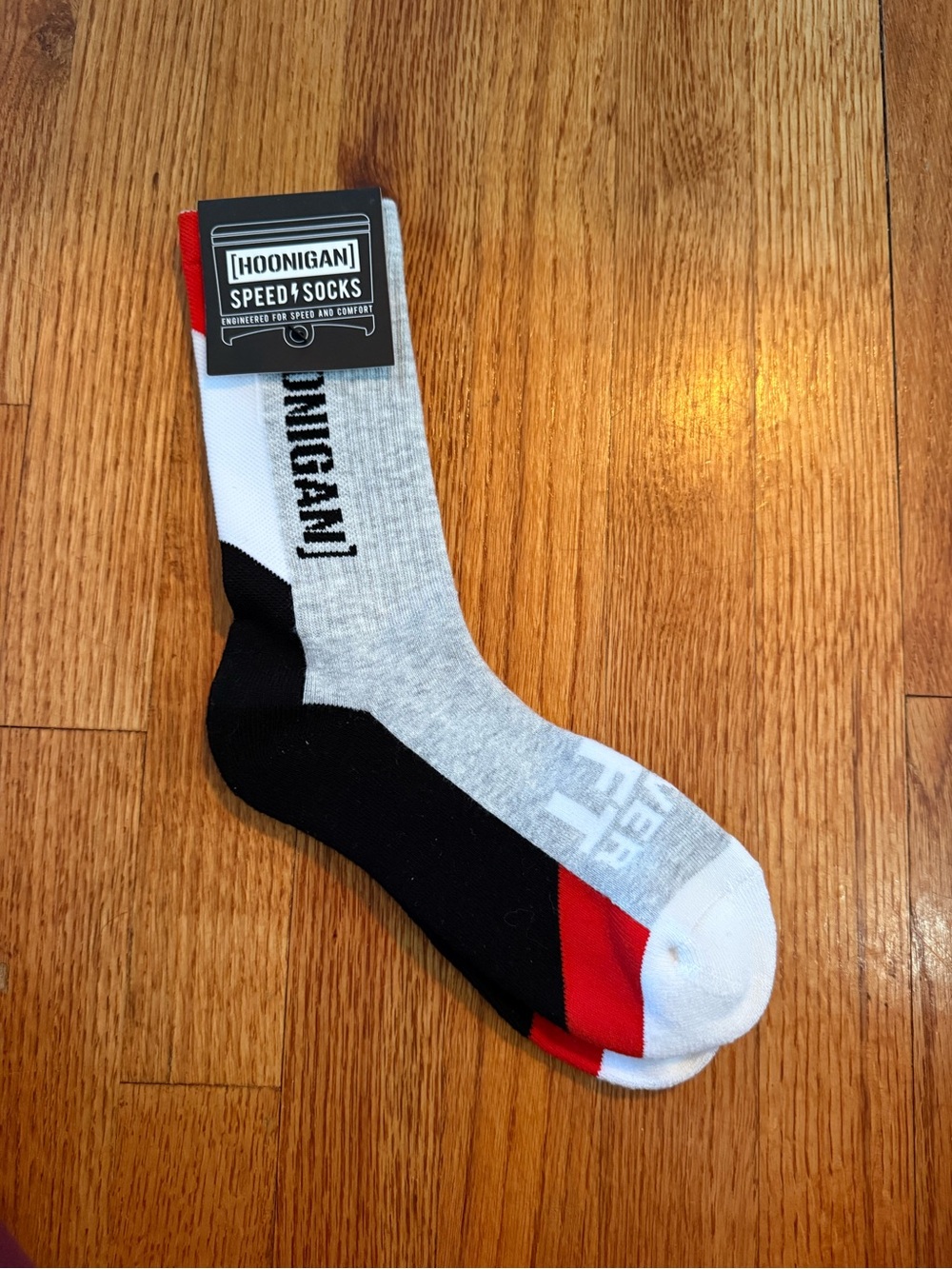 Men's Hoonigan Crew Socks - Gray, Black & Red